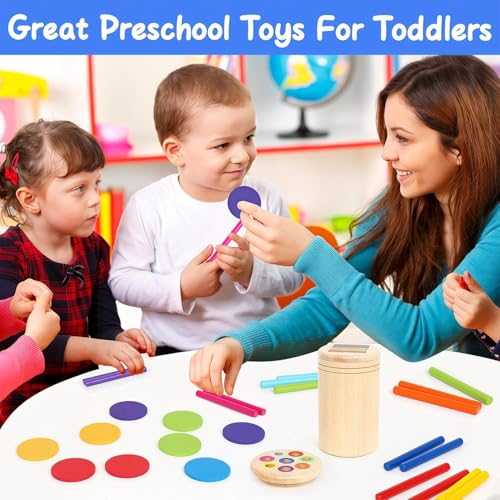 Kaimirui Giochi Montessori 1 2 3 Anni,Giochi Bambini 1 Anni,Giochi Legno Bambini Scuola Materna Educational Color Sorting Fidget Giocattoli sensoriali-Regali per Bambini Bambina 1 2 Anni - immagine 7