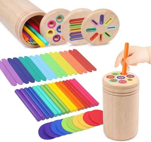 Kaimirui Giochi Montessori 1 2 3 Anni,Giochi Bambini 1 Anni,Giochi Legno Bambini Scuola Materna Educational Color Sorting Fidget Giocattoli sensoriali-Regali per Bambini Bambina 1 2 Anni