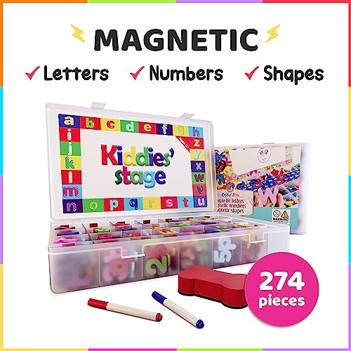 Lettere e numeri magnetici per bambini, 274 pezzi, lettere magnetiche colorate, forme e magneti dell'alfabeto, kit educativo con lavagna magnetica per bambini, penne cancellabili e altro ancora - immagine 3