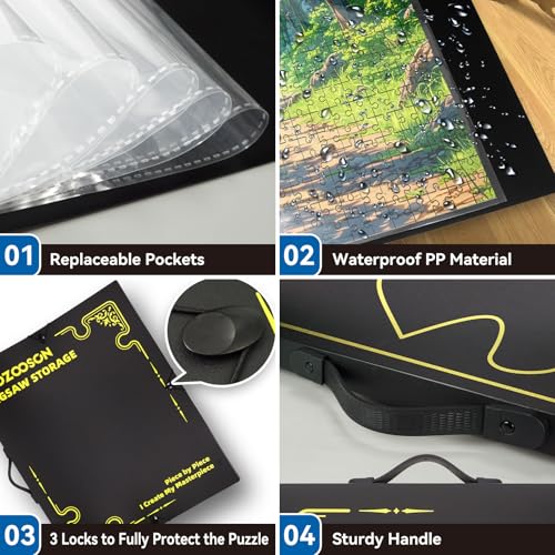 MOZOOSON Cartella per Puzzle 500 Pezzi, Raccoglitore per Puzzle Portatile con 25 Tasche, Puzzle Accessori Antipolvere e Protettivo, Appassionati di Puzzle - immagine 4