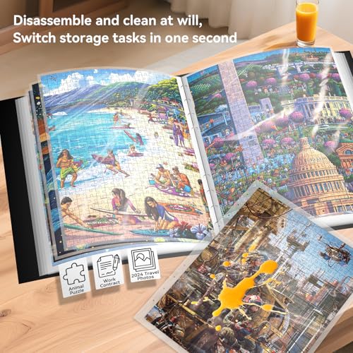 MOZOOSON Cartella per Puzzle 500 Pezzi, Raccoglitore per Puzzle Portatile con 25 Tasche, Puzzle Accessori Antipolvere e Protettivo, Appassionati di Puzzle - immagine 6