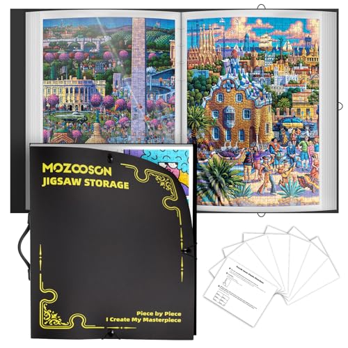 MOZOOSON Cartella per Puzzle 500 Pezzi, Raccoglitore per Puzzle Portatile con 25 Tasche, Puzzle Accessori Antipolvere e Protettivo, Appassionati di Puzzle