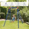 Outsunny - Set di altalena in metallo con corda regolabile, resistente, con telaio a A, per bambini di divertimento dai 6 ai 12 anni, colore: Blu - immagine 5