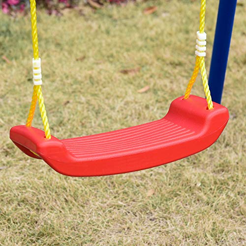 Outsunny - Set di altalena in metallo con corda regolabile, resistente, con telaio a A, per bambini di divertimento dai 6 ai 12 anni, colore: Blu - immagine 10