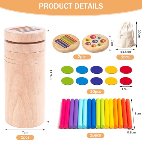 Pmueuff Giochi Montessori 1 2 3 Anni, Giochi di Selezione di Forme e Colori in Legno Giochi Bambini 1 2 3 Anni Gioco Educativo Giocattoli Sensoriali Regalo per Ragazzi, Ragazze, Bambini di 1-3 Anni - immagine 3