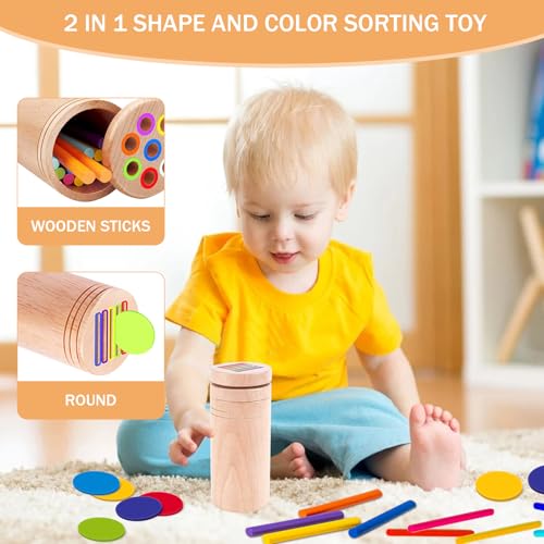 Pmueuff Giochi Montessori 1 2 3 Anni, Giochi di Selezione di Forme e Colori in Legno Giochi Bambini 1 2 3 Anni Gioco Educativo Giocattoli Sensoriali Regalo per Ragazzi, Ragazze, Bambini di 1-3 Anni - immagine 6