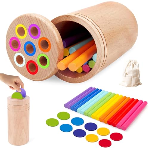 Pmueuff Giochi Montessori 1 2 3 Anni, Giochi di Selezione di Forme e Colori in Legno Giochi Bambini 1 2 3 Anni Gioco Educativo Giocattoli Sensoriali Regalo per Ragazzi, Ragazze, Bambini di 1-3 Anni
