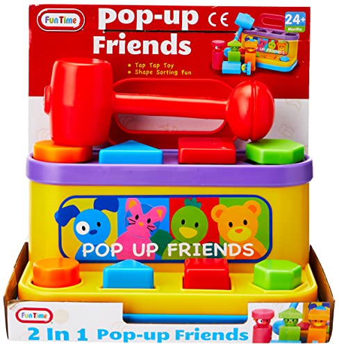 Pop Up Friends with Hammer and Shape Sorter (colori assortiti)