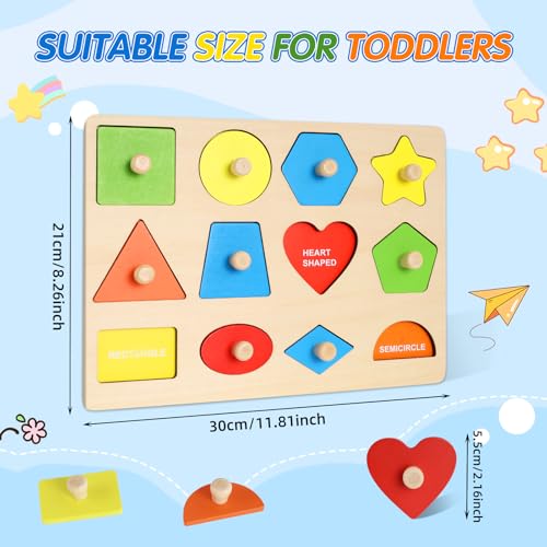 Puzzle Geometrico in Legno,Montessori Tavola a Pioli Selezionatore Colori Puzzle con Pomello,Puzzle in Legno per Bambini 2 3 Anni,Primi Incastri Montessori,Giocattolo Prescolare Educativo Per Bambini - immagine 3