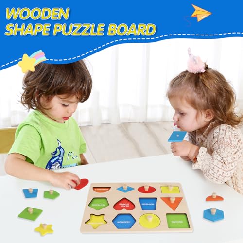 Puzzle Geometrico in Legno,Montessori Tavola a Pioli Selezionatore Colori Puzzle con Pomello,Puzzle in Legno per Bambini 2 3 Anni,Primi Incastri Montessori,Giocattolo Prescolare Educativo Per Bambini - immagine 6