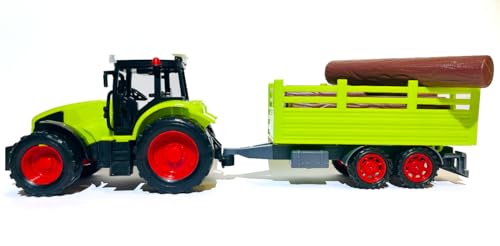 RT TRADE SRL Trattore cm37 con Rimorchio e Tronchi, 37 cm - Meccanismo a Frizione