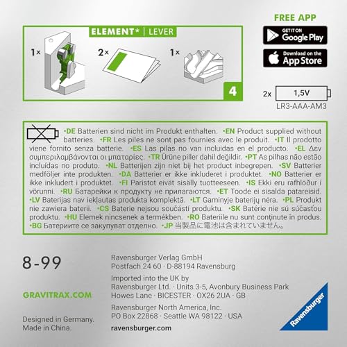 Ravensburger GraviTrax Power Element Lever. Elektronisches Zubehör für spektakuläre Kugelbahnen, für Kinder ab 8 Jahren. Kombinierbar mit Allen GraviTrax Produkten und -Linien - immagine 5