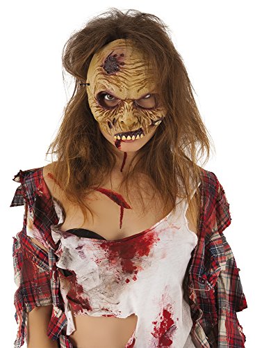 Rubies Maschera zombie mezza faccia per adulti, Accessorio costume, Complemento, Taglia unica, Unisex, Morti viventi per Halloween, feste, cosplay - immagine 2