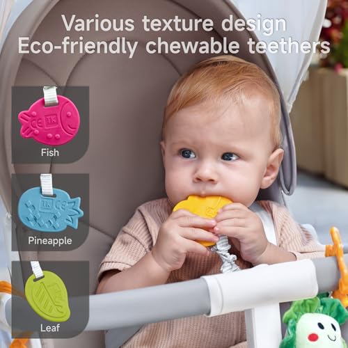 TUMAMA Giocattoli per Neonati 0 3 6 9 Mesi, Morbidi Giocattoli per Carrozzina appesi Giocattoli per Culla e seggiolino Auto, sonagli per Bambini, Colori Vivaci, Giocattoli sensoriale - immagine 5