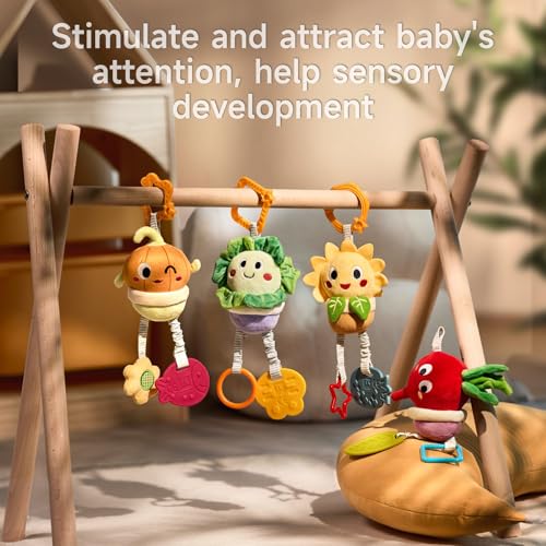 TUMAMA Giocattoli per Neonati 0 3 6 9 Mesi, Morbidi Giocattoli per Carrozzina appesi Giocattoli per Culla e seggiolino Auto, sonagli per Bambini, Colori Vivaci, Giocattoli sensoriale - immagine 8