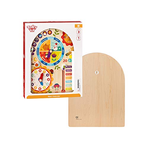 Tooky Toy Orologio calendario annuale – orologio educativo per bambini – giocattolo educativo in legno – orologio – stagioni – meteo in legno - immagine 3