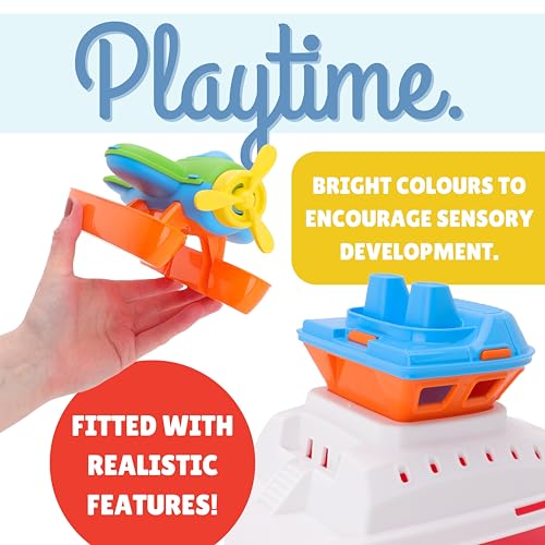 Toyland® 42 cm (17") Rimorchiatore colorato con elicottero o idrovolante incluso - Giocattolo acquatico galleggiante per bambini - Giocattoli per piscina e bagno - Età 2 anni+ - immagine 4