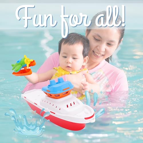 Toyland® 42 cm (17") Rimorchiatore colorato con elicottero o idrovolante incluso - Giocattolo acquatico galleggiante per bambini - Giocattoli per piscina e bagno - Età 2 anni+ - immagine 6