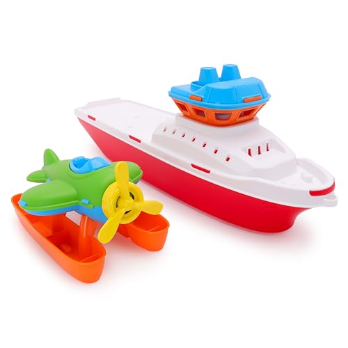 Toyland® 42 cm (17") Rimorchiatore colorato con elicottero o idrovolante incluso - Giocattolo acquatico galleggiante per bambini - Giocattoli per piscina e bagno - Età 2 anni+ - immagine 7