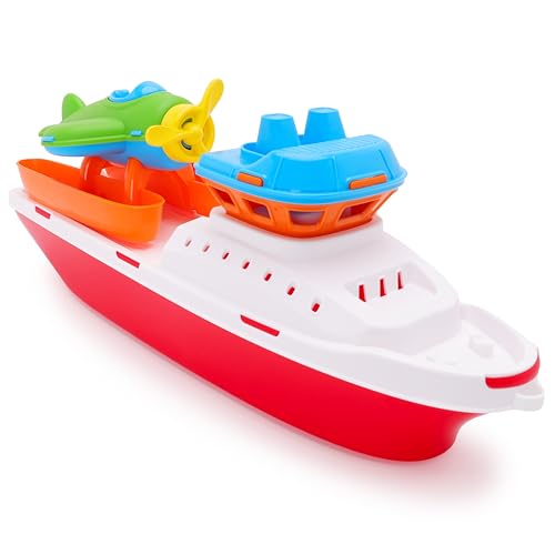 Toyland® 42 cm (17") Rimorchiatore colorato con elicottero o idrovolante incluso - Giocattolo acquatico galleggiante per bambini - Giocattoli per piscina e bagno - Età 2 anni+
