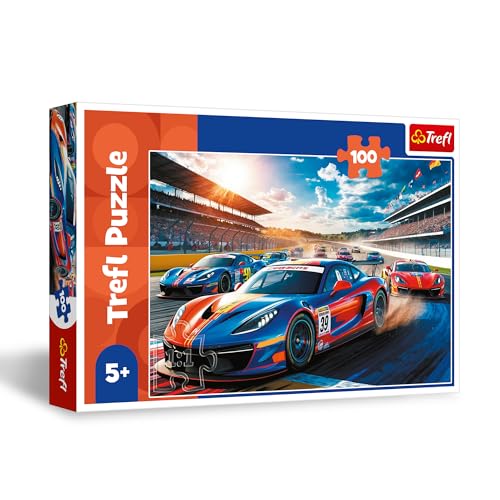 Trefl Bolide da Corsa 100 Pezzi-Puzzle con Veicoli, Intrattenimento Creativo, Divertimento per Bambini dai 5 anni, Multicolore, 17403 - immagine 2