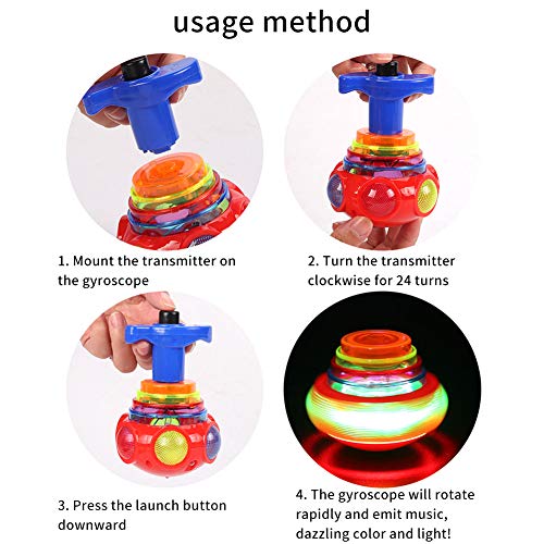 URFEDA - Giroscopio con giroscopio a LED luminoso con giroscopio a forma di ufo colorato per bambini, con giroscopio lampeggiante, per ragazzi, ragazze, regalo di compleanno, colore casuale - immagine 5