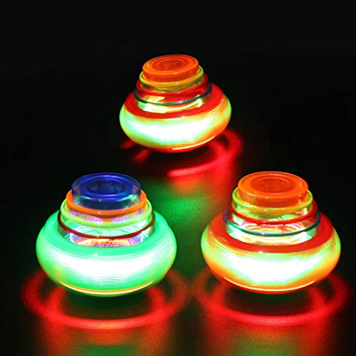 URFEDA - Giroscopio con giroscopio a LED luminoso con giroscopio a forma di ufo colorato per bambini, con giroscopio lampeggiante, per ragazzi, ragazze, regalo di compleanno, colore casuale