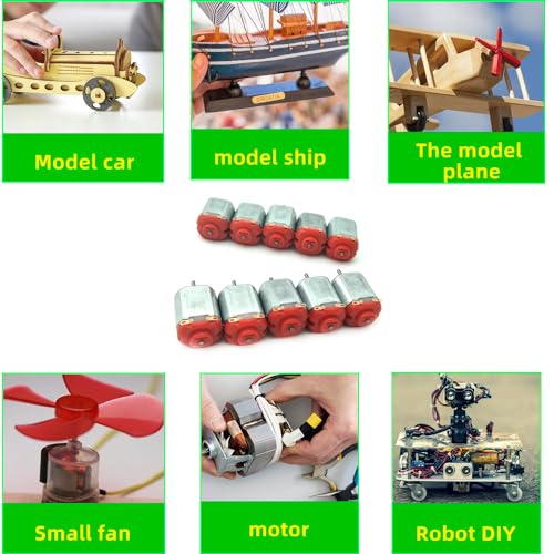 VISSQH 10 Set Kit Mini Motori Tipo 130, Motore Micro DC 1.5V -3V 20000 RPM, con Staffa di Montaggio del Motore, per Macchinine Esperimenti Scientifici Fai da Te - immagine 8