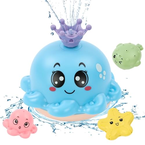 Vicloon Giocattoli per il Bagno del Bambino, Polpo Getto d'acqua Automatico Giochi Bagnetto Neonato Giocattolo da Bagno a Forma di Polpo per il Bagnetto Spruzzatore Automatico con Colore Luce e Ugello