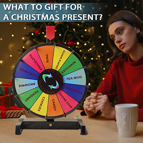 iElyiEsy Ruota premio rotante da 30,5 cm, ruota da tavolo per premi con supporto, 12 slot di colore, superficie cancellabile per fiere, feste di carnevale, giochi di fortuna - immagine 7