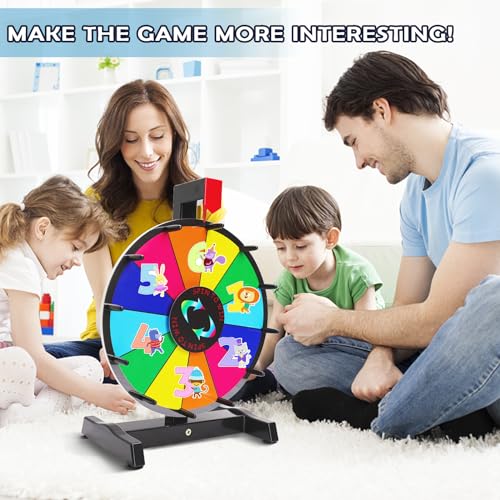 iElyiEsy Ruota premio rotante da 30,5 cm, ruota da tavolo per premi con supporto, 12 slot di colore, superficie cancellabile per fiere, feste di carnevale, giochi di fortuna - immagine 8