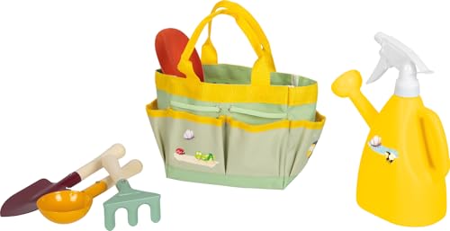 small foot Borsa Tiny Garden, set di accessori da giardinaggio adatti legno e metallo, per bambini dai 3 anni, 12664, Multicolore