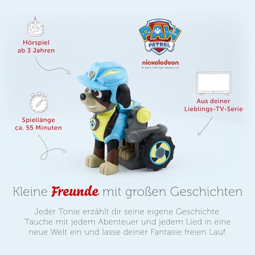 tonies Personaggi uditivi per Toniebox, PAW Patrol – Salvataggio per T-Rex, gioco di ascolto con 3 storie per bambini dai 3 anni in su, tempo di gioco circa 51 minuti - immagine 13