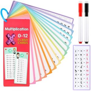 15 pezzi Fogli di Tabelline per Bambini, schede flash per tabelline, Carte Matematiche Cancellabili, Flash Card di Matematica, 2 Pennarelli Cancellabili, Materiale Educativo per Bambini dai 3 Anni