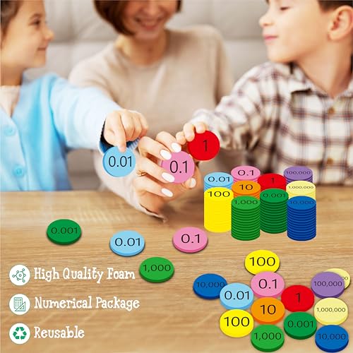 250 PCS Dischi di Valore Posizionale EVA, 10 Valori, Chips per Conteggio Colorati, Chips di Valore Posizionale Morbidi, Decimali a Numeri Interi, Apprendimento della Matematica per la Scuola Primaria - immagine 7