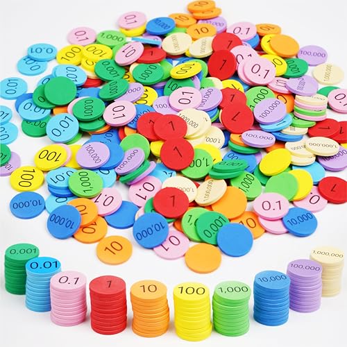 250 PCS Dischi di Valore Posizionale EVA, 10 Valori, Chips per Conteggio Colorati, Chips di Valore Posizionale Morbidi, Decimali a Numeri Interi, Apprendimento della Matematica per la Scuola Primaria