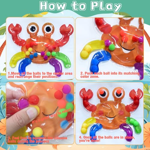 AEYAKA Giocattolo Montessori per Ordinare i Colori – Gioco Sensoriale Educativo, attività Didattica, Gioco Antistress a Forma di Tartaruga e Granchio per Bambini, Neonati e Adulti - immagine 4