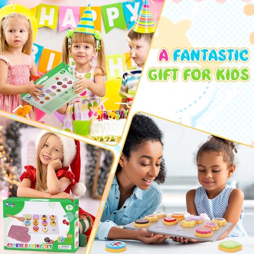 Accessori da cucina per bambini in legno, giocattolo in legno, accessori da cucina per bambini a partire dai 3 anni, set per biscotti in legno per tagliare e cuocere con velcro, giocattolo Montessori, - immagine 9