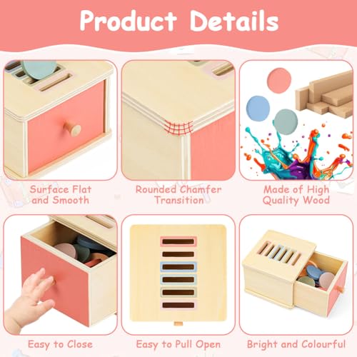 Adwio Giochi Montessori da Impilare e Ordinare 1 2 3 Anni, Giocattoli Legno Bambini e Legno Colori Pastello, Educativi Sensoriale Bambini Regalo - immagine 4