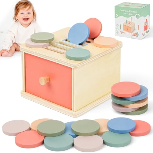 Adwio Giochi Montessori da Impilare e Ordinare 1 2 3 Anni, Giocattoli Legno Bambini e Legno Colori Pastello, Educativi Sensoriale Bambini Regalo