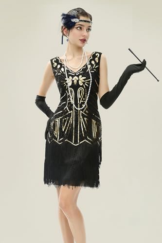 BABEYOND Set Accessori Anni 20 Flapper Fascia Gatsby Collana Perle Guanti Lunghi Porta Sigaretta di Stile Anni 20 per Prom Ballo Feste a Tema Vintage - immagine 10
