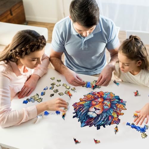 BEPSYOM Puzzle Legno Adulti 60 pezzi, 21х15 cm Leone puzzle in legno Regalo di Gioco per la Famiglia con Animali Colorati dalla Forma Unica, puzzle in legno, a forma di animali puzzle, animali e legno - immagine 7