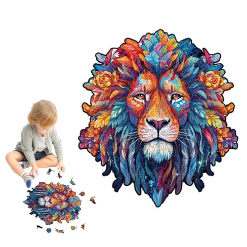 BEPSYOM Puzzle Legno Adulti 60 pezzi, 21х15 cm Leone puzzle in legno Regalo di Gioco per la Famiglia con Animali Colorati dalla Forma Unica, puzzle in legno, a forma di animali puzzle, animali e legno