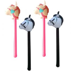 Bastone da Cavallo Gonfiabile,4 Pezzi Gonfiabile Per Testa Di Cavallo,Cavallo a Bastone Gonfiabile Animali Cavallo Testa Bastone Palloncino Decorazione per Feste Bastoncini Incoraggianti per Bambini