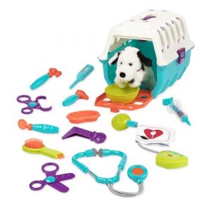 Battat- Kit di Veterinario con Dalmata – Giocattolo per Giochi di Ruolo con Trasportino e Cane – Set di Gioco per Bambini di 2 Anni in su (15 Pezzi), Multicolore, BT2621C1Z