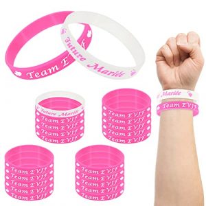 Bomtop EVJF - Bracciale da 16 pezzi, accessorio per futura sposa e team EVJF Decoration EVJF accessorio Team Bride to be per addio al nubilato, regalo EVJF, gioco EVJF (bianco e rosa), Ajustable,