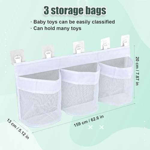 Borsa Portaoggetti Giocattoli Bagno, Borsa Portaoggetti Giocattoli Bagno Nylon con 5pz Ganci Adesivi Plastica Borsa Portaoggetti Rete Giocattoli Bagno Riporre Ordinare Giocattoli Bagno - immagine 3