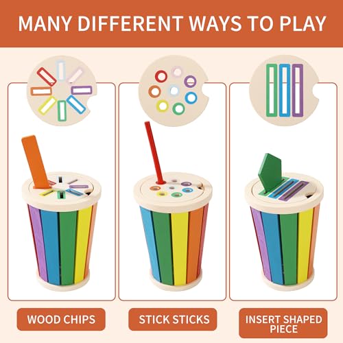 CAIXINYI Giocattoli Montessori per bambini, Giochi di abbinamento di colori e forme in legno, per Giochi Montessori 2 Anni, Giocattoli impilabili e ordinabili per bambini da 1 a 3 anni - immagine 4