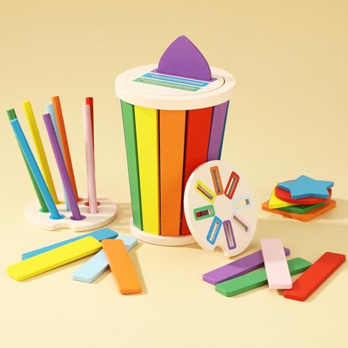 CAIXINYI Giocattoli Montessori per bambini, Giochi di abbinamento di colori e forme in legno, per Giochi Montessori 2 Anni, Giocattoli impilabili e ordinabili per bambini da 1 a 3 anni - immagine 6