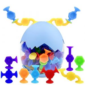 Chiluxendo Giochi Bagnetto Neonato(48Pcs), Baby Giocattoli Sensoriali Ventose Suction Cup Toys, Sucker Toy per Bambini 3 4 5 6 7 Anni, Educativi Bagno Gioco Giocattolo con Organizzatore
